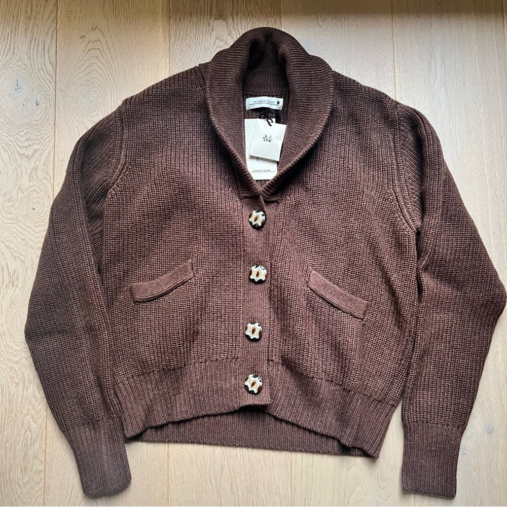 Maiden Name Ribbed Knit Cardigan
